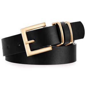 Women Leather Belt With Square Gold Buckle Fashion Ladies Waist Belt For Jeans💕